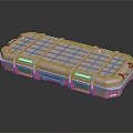 Modern Metallic Cargo Case With Grid Pattern Surface Metal Latches And Reflective Base 3d model