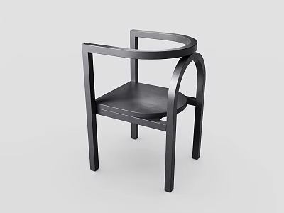 Black Wooden Modern Leisure Chair With Curved Armrest And Sleek Lines 3d model