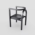 Black Wooden Modern Leisure Chair With Curved Armrest And Sleek Lines