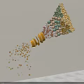 Colorful Cone Shaped Decorative Bead Art With Scattered Beads At Bottom
