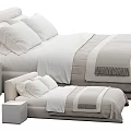 Modern Minimalist Bedroom Bed With Light Bedding White Pillows And Nightstand