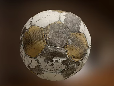 Old Worn Leather Football As Classic Sports Equipment With Scuffed Surface And Faded Color Details 3d model