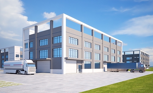 Factory building office building factory commercial building industrial park industrial park warehouse truck production workshop machinery workshop garage service center 3d model