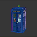 Blue Police Box Structure With Classic Design And Iconic Windows Doors