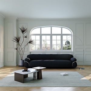 Modern Multiplayer Sofa Cream Sofa Coffee Table Combination 3d model