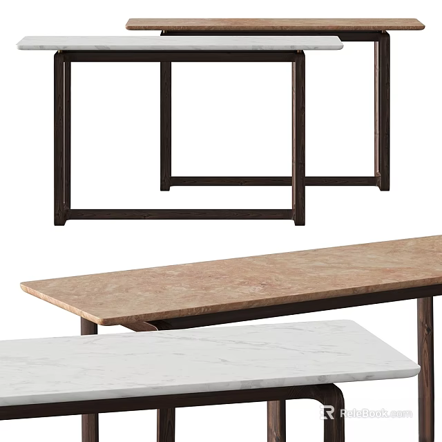 Modern Dining Table Design Featuring Elegant Marble Top And Sturdy Metal Frame 3d model 