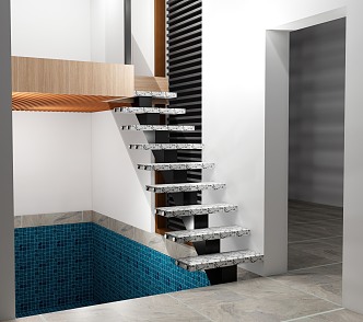 Modern Handrail Stairs Single Beam Stairs Suspended Stairs Art Stairs Villa Stairs Home Stairs Glass Stairs 3d model