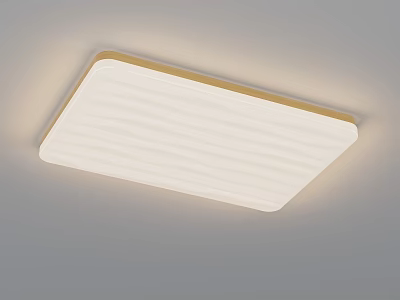 Modern Rectangular Ceiling Light With Wooden Texture And Edge Lighting Design 3d model