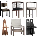 Stylish Leisure Chairs with Various Modern Designs Wooden Frames Striped Mesh Upholstery and Unique Styles