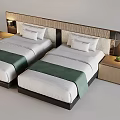 Modern Single Beds With Woven Headboard Green Bed Runner Nightstand Lamps And Potted Plant