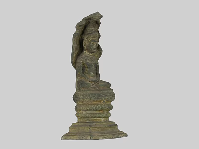 Traditional Stone Sculpture Of Seated Figure With Intricate Carving And Base Design 3d model