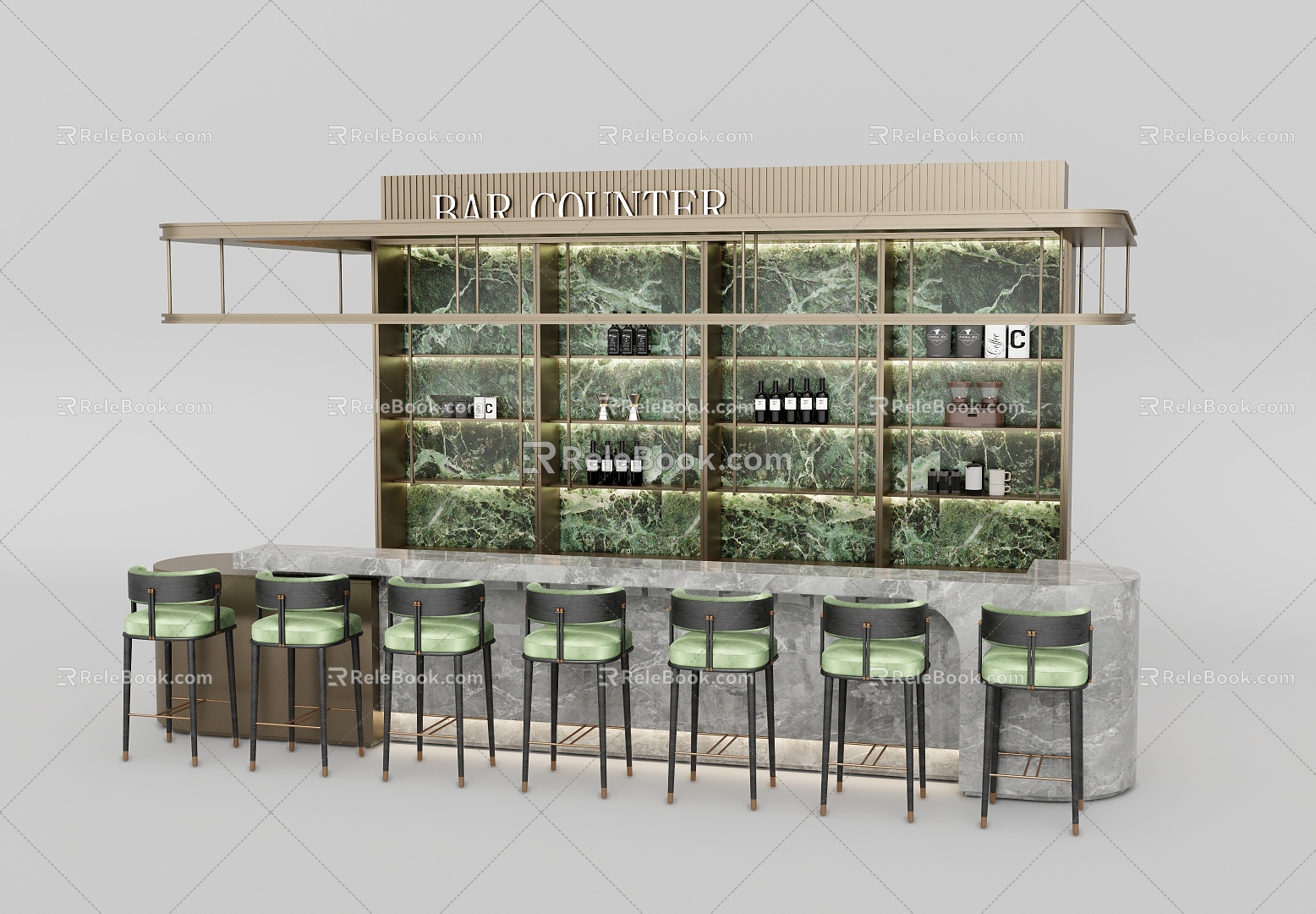 Modern water bar bar counter 3d model