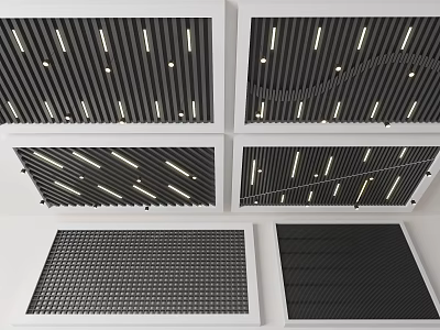 Modern Ceiling Design With Striped Grid Smooth Panel Patterns And Integrated Lighting 3d model