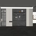 Modern Sleek Decorative Cabinet Design With Glass Panels LED Lighting And Display Shelves