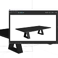 Dark And Light Wooden Dining Tables With Triangular And Rectangular Legs Design 3d model