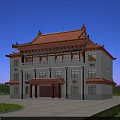 Traditional Chinese Ancient Building With Red Tiled Roof White Walls And Wooden Porch