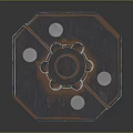 Rustic Industrial Metallic Equipment Featuring Control Panel Buttons And Red Warning Stripes