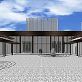 Modern Garden Landscape Design With Trees Greenery Pathways And Pavilion Structures