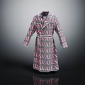 Stylish Long Trench Coat With Repeating LISVALEN Text Print In Gray And Pink With Belt