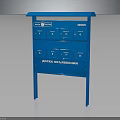 Russian Post Blue Mailbox Cabinet With Multiple Compartments And Open Dossier Sections 3d model