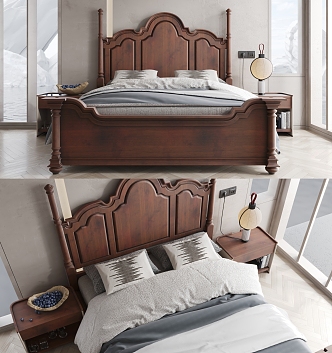 American Jesse Double Bed 3d model