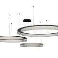 Elegant Three Silver Circular Metallic Decorative Chandeliers with Intricate Beaded Design