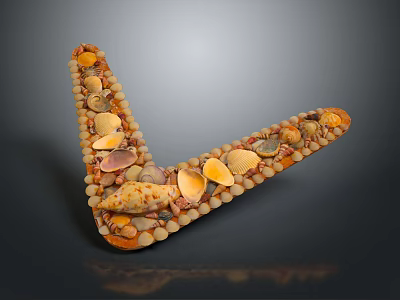 V Shaped Decorative Craft Made With Seashells And Pebbles Arrangement 3d model