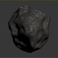 Irregular Shaped Textured Stone With Metallic Blue And Brown Hues On Gray Gradient Background