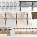 Different Open Pergola Structures With Slatted And Grid Designs For Garden