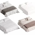 Modern Double Bed Designs with Various Linen Colors and Decor Styles 3d model