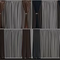 Modern Curtains In Multiple Colors With Striped Patterns For Home Interior Design 3d model