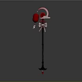 Long Metal Decorative Staff With Pink Curved Top And Red Spherical Ornament