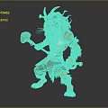 Fierce Tiger Warrior Character With Feather Headdress And Axes In Battle Stance