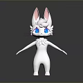 Cartoon Rabbit Game Movie Character With Big Blue Eyes And Pink Inner Ears