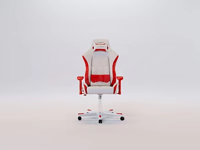 Modern Red And White Office Chair With Ergonomic Design Adjustable Arms And Padded Seats 3d model