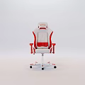 Modern Red And White Office Chair With Ergonomic Design Adjustable Arms And Padded Seats