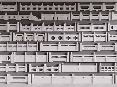 Variety Of Traditional Fence Designs For Architecture 3d model