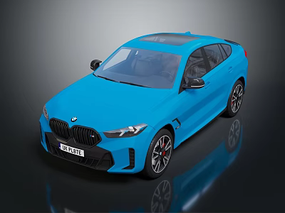 Blue BMW Coupé SUV With Sporty Design Black Wheels And Red Brake Calipers 3d model
