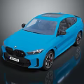 Blue BMW Coupé SUV With Sporty Design Black Wheels And Red Brake Calipers