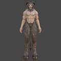 Game And Movie Character Horned Demon With Muscular Body Blue Chest Markings And Rough Skin