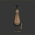 Vintage Metallic Robot Character With Round Eyes Hat And Assembled Cylindrical Body Parts