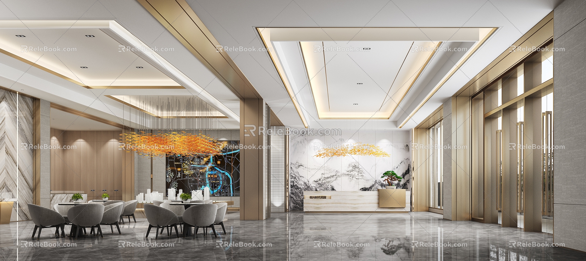 New Chinese-style Sales Department Shapan District Reception Area model