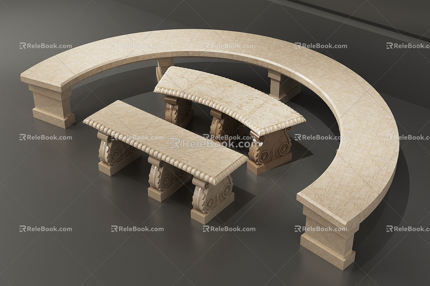 European-style public chair component 3d model