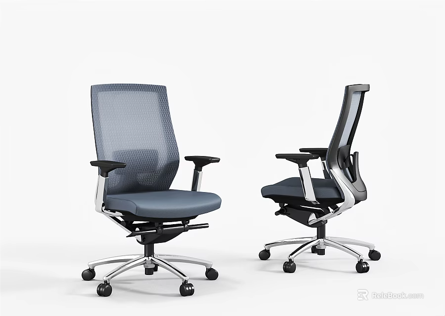 Modern Mesh Office Chair With Swivel Base Armrests And Black Gray Design 3d model