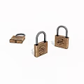 Three Brass Padlocks With Different Sizes And Keyhole Details On White Background