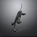Silver Cat Sculpture Standing Gracefully on Stacked Platforms Decorative 3d model