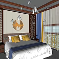 Modern Hotel Room Interior With Wall Mounted TV Desk Chair Wardrobe Robe And Slippers