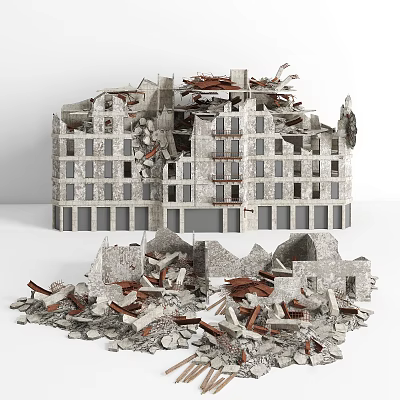 modern ruins ruins building 3d model