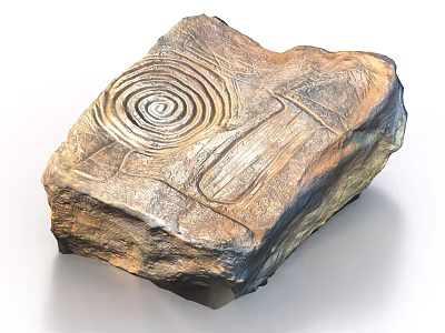 Handcrafted Natural Stone With Wood Carved Patterns And Textured Surface Decorative Art Piece 3d model