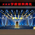 College Award Ceremony Stage With Person Standing And Bright Stage Lights